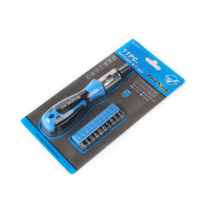 Tiománaí Sealbhóir Giotán 11pcs & Slotted Phillips Pozidriv Torx Bit Set