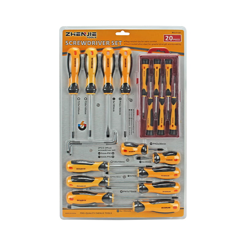 Pacáistiú Blister Dúbailte 20pcs Slotted Phillips agus Set Scriúrthóir Torx