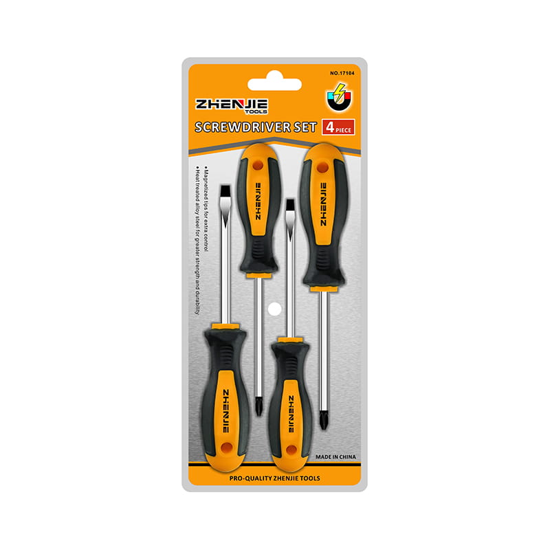 Pacáistiú Blister Dúbailte 4pcs Slotted & Phillips CRV Screwdriver Set