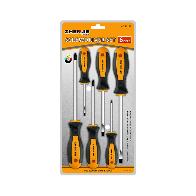 Pacáistiú Blister Dúbailte 6pcs Slotted & Phillips CRV Screwdriver Set