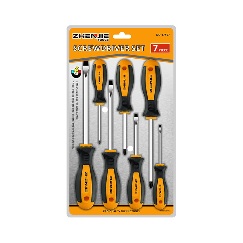 Pacáistiú Blister Dúbailte 7pcs Slotted & Phillips CRV Scriúire Set