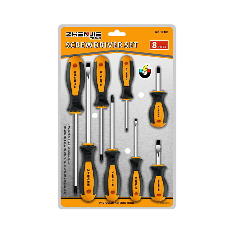 Pacáistiú Blister Dúbailte 8pcs Slotted & Phillips CRV Screwdriver Set